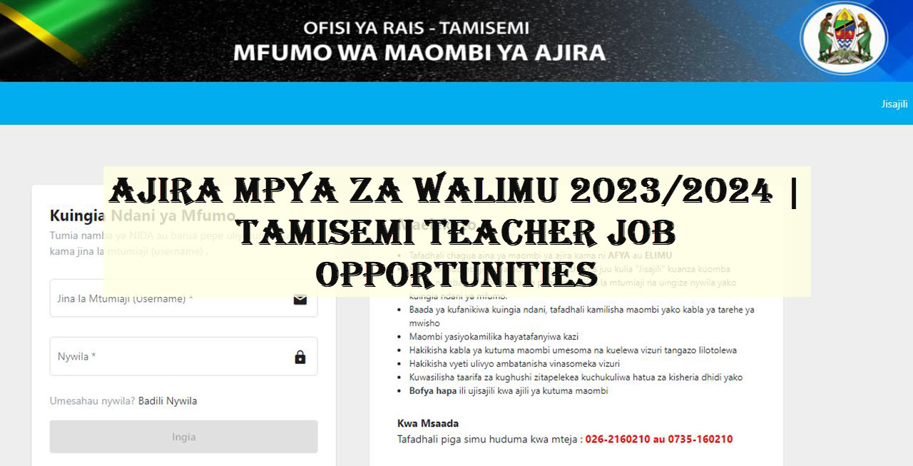 Ajira Mpya Za Walimu 2023/2024 | TAMISEMI Teacher Job Opportunities