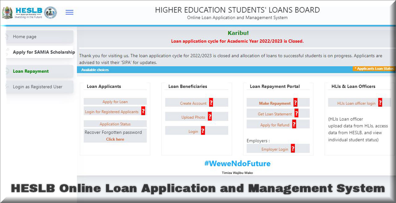 HESLB OLAMS Login | Online Loan Application and Management System