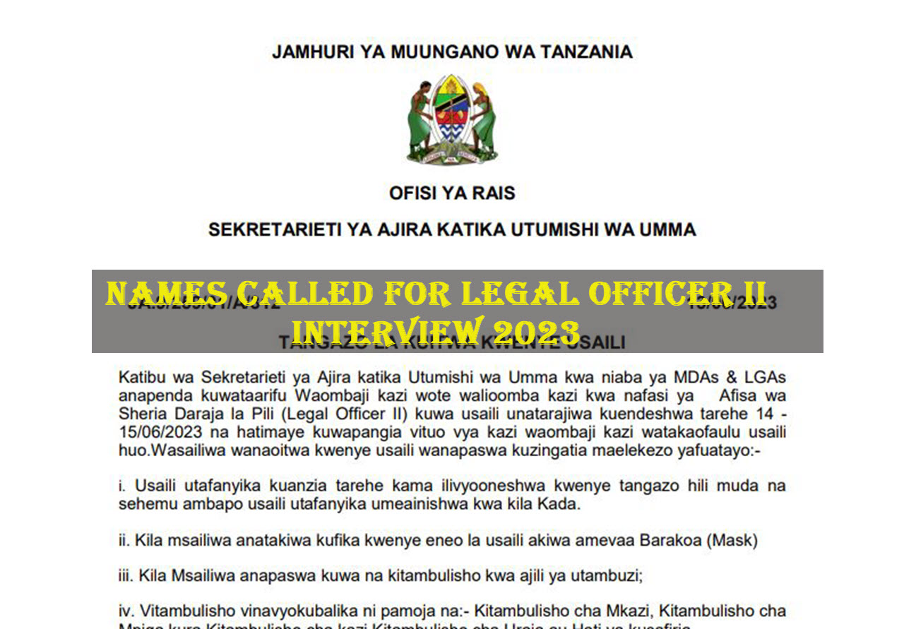 Names Called For Legal Officer II Interview 2023