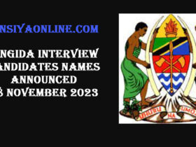 Singida Interview Candidates Names Announced 08 November 2023